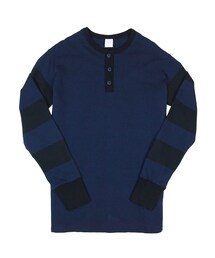 UNCROWD | UNCROWD UC-106　HENLY NECK SHIRTS NAVY/NAVY （THE HIGHEST END W-NAME）(Tシャツ/カットソー)
