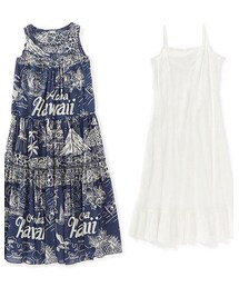 BINDU | ALOHA HAWAIIAN MAP PT LONG DRESS（アロハハワイアンマッププリントロングドレス）／BINDU（ビンドュー）(ワンピース)