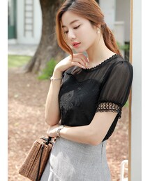 ハートライン切替シースルーブラウス(シャツ/ブラウス)