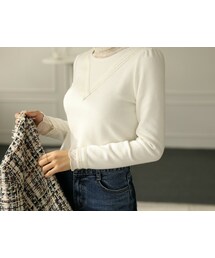 ゴールドVステッチブラウスT(Tシャツ/カットソー)