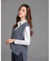 ラメ入りディープVネックベスト(ベスト)