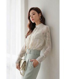 三角スリットマーブルシースルーブラウス(シャツ/ブラウス)