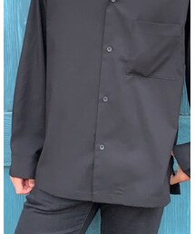 GU | オープンカラーシャツ黒(シャツ/ブラウス)