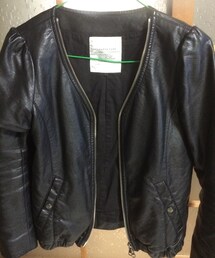 LOWRYS FARM | パフスリーブレザージャケット(ノーカラージャケット)