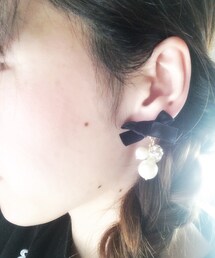 no brand | リボンと、パールと、キラキラ♡♡(ピアス（両耳用）)