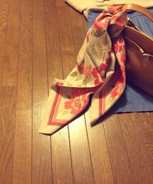 Thai silk花柄スカーフ(ストール/ショール)