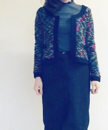 ブランド不明 | ノーカラーツイードJK(ノーカラージャケット)