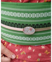 真田紐２本×花柄帯留め | 和装小物