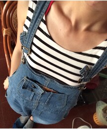 mama girl | 舒適俏皮吊帶褲(デニムパンツ)