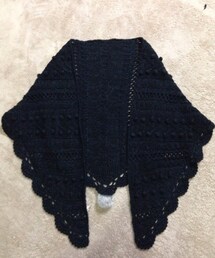 Samansa Mos2 | ラビットファーボンボン付き三角ショール 2014冬(マフラー)