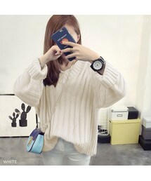 ＡＮＤＪ | Vネックリブ編みニット(ニット/セーター)