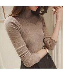 ＡＮＤＪ | フリルハイネックリブニット(ニット/セーター)