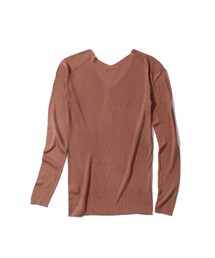 18G V NECK SILK 100 PULLOVER（LIGHT BROWN）(ニット/セーター)