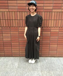 古着 | 黒い葉っぱ柄の古着わんぴーす。(ワンピース)