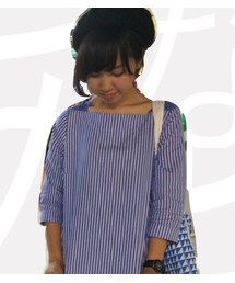 nimes et nimes | 青白ストライプぶらうす。(シャツ/ブラウス)