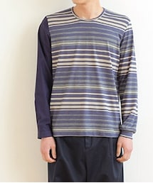 ohta | 右シャツ袖ボーダーティ(Tシャツ/カットソー)