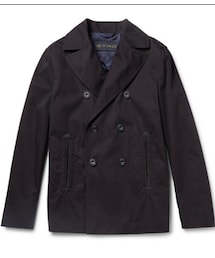 ETRO | Suede-Panelled Cotton-Twill Peacoat(ピーコート)