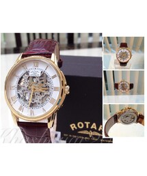 ROTARY | Rotary automatico svizzero men's watch in oro 9 carati placcato Scheletro Orologio (アナログ腕時計)