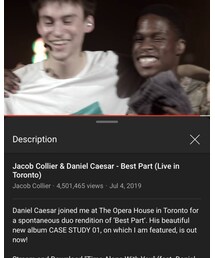 Best Part(live cover)/Jacob Collier&Daniel Caesar | R&B/Soul (2019)(音楽/本・雑誌)