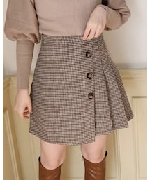 Treat Ürself | pleats check mini skirt (brown)(スカート)