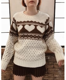épine | Nordic heart wool knit ivory(ニット/セーター)