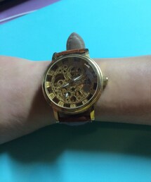 ig shop (coostyle) | 上鏈金色啡帶手錶(アナログ腕時計)