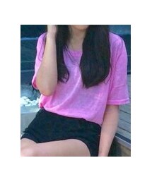 H&M | 粉紅色雪花蝙蝠袖t-shirt(Tシャツ/カットソー)