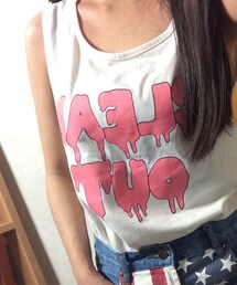 ig shop | Clean Out字樣白色背心(ベスト)