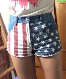 FOREVER 21 | 美國國旗高腰短褲(その他パンツ)