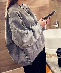 淘寶(私營魅力韓版服飾) | 灰色側拉鍊衛衣(パーカー)