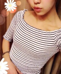 COCO DEAL | ボーダーシャーリングtops(その他トップス)