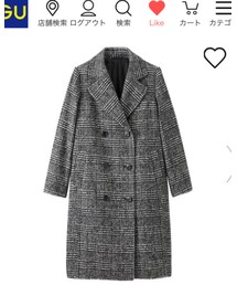 GU | ウールブレンドダブルブレストコート(ピーコート)