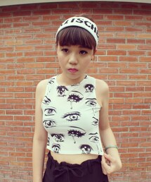 KIDSTAR  | 漫畫水汪汪大眼短版背心(タンクトップ)