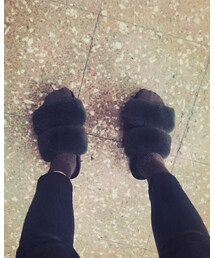 no brand | 兔毛鞋面勃肯鞋(サンダル)