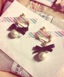 ハンドメイドコットンパールイヤリング(イヤリング)