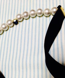 Handmade | ベロアリボンのコットンパールネックレス(ネックレス)