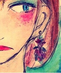 オリジナルイラスト | 赤いお花のピアス(ピアス（片耳用）)