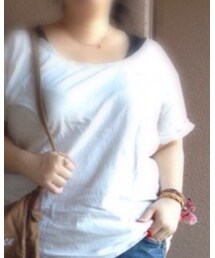 リメイク(Ongakus) | 衿ぐりを大きくして、タグを前左裾に。(Tシャツ/カットソー)