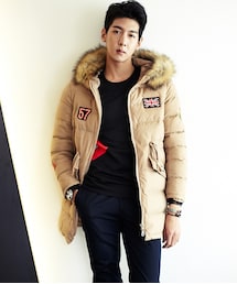 2c | ファー付きモッズコート★5色★ワッペン付き★ダウン★【送料無料】(ブルゾン)