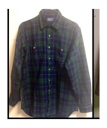 no brand | グリーンブルーチェックネルシャツ(シャツ/ブラウス)