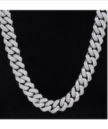 KRKC | 60cm 幅18mmホワイトゴールドCZダイヤ喜平キューバンネックレス(ネックレス)
