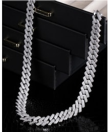 krkc | 45cm 15mm CZダイヤ 方形 喜平 キューバン ネックレス ホワイトゴールド メンズ

(ネックレス)
