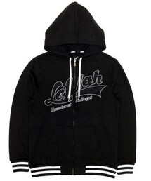 LEFLAH | SCRIPT LOGO 刺繍ZIPパーカー（BLK）(パーカー)