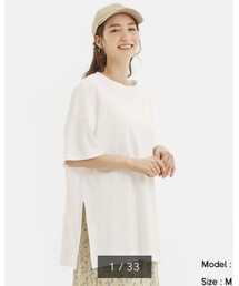 GU | ディープスリットチュニックT(Tシャツ/カットソー)