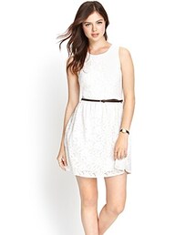 FOREVER 21 | ベルト付きフローラルレースAラインワンピース(ワンピース)