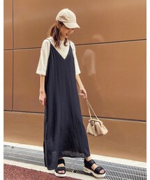 OZOC | キャミソールワンピースはOZOCのオンラインストア限定♪ さりげないスリットとリネンライクな素材が可愛くてお気に入り(ワンピース/ドレス)