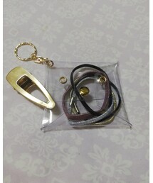 3coins | クリアケース付ヘアゴム&ピンセット(ヘアアクセサリー)