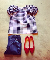 DOLLY SEAN | ギンガム肩タックプルオーバー(シャツ/ブラウス)