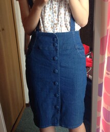 しまむら | サスペンダー付きペンシルスカート(デニムスカート)