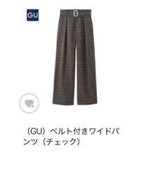 GU | ベルト付きワイドパンツ(チェク)(パンツ)